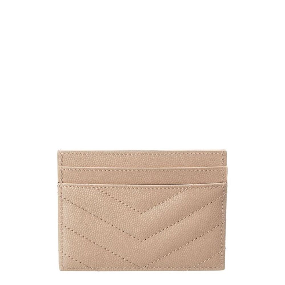 Saint Laurent Monogram Matelasse Leather Card Holder, Beige - Picture 2 of 3